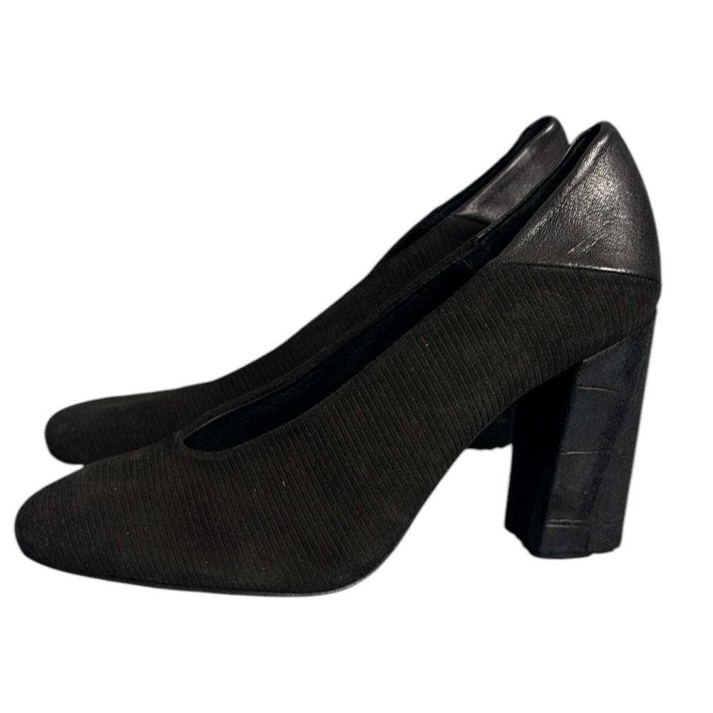 Free People Take Heart Block Heel Elegant Black Women's Shoes NWT Suede Leather - Picture 3 of 9
